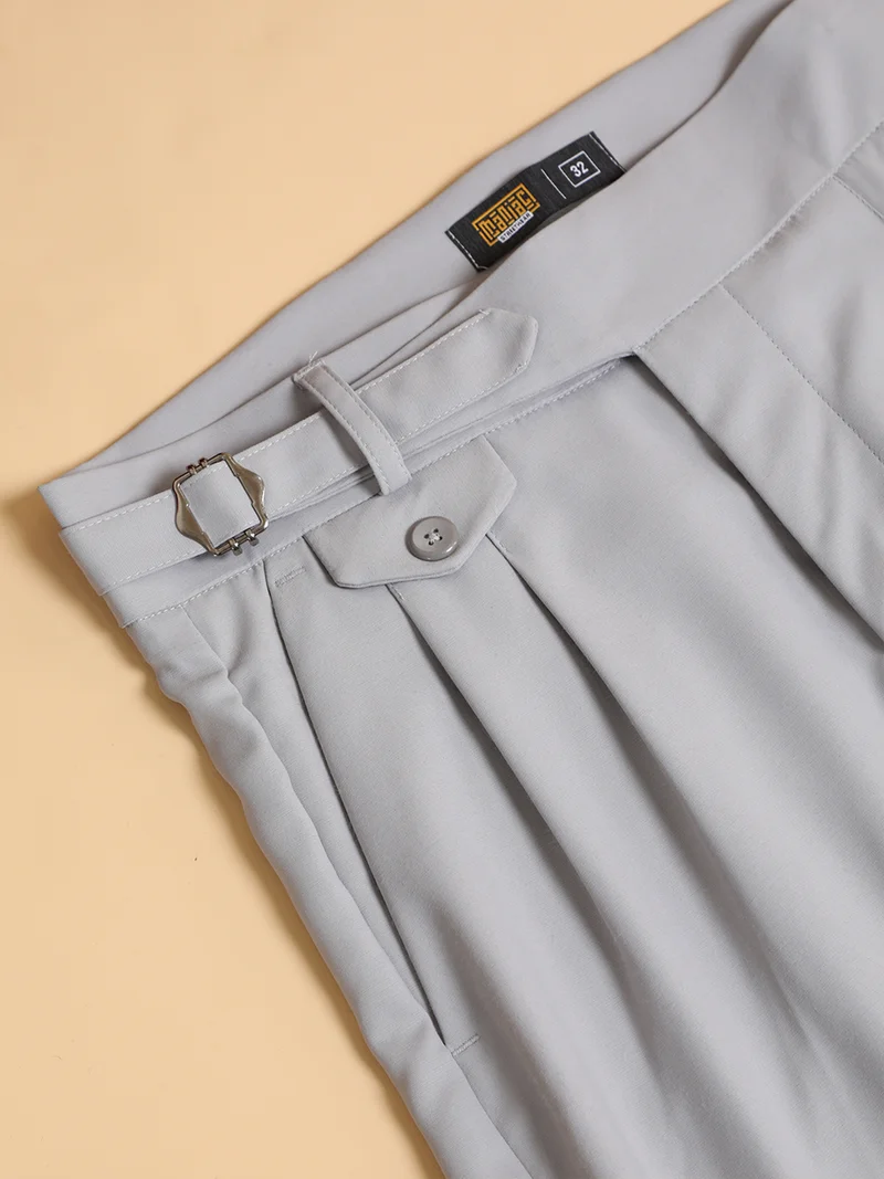 Maniac  Maniac Mens Gurkha Solid Light Grey Cotton Trouser for Men | Best Price UAE